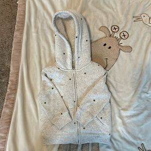 Lined gray jacket/hoodie. 12 months. Good condition. Worn a few times